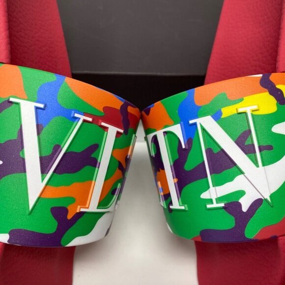 Valentino Logo VLTN Slides Sandals Camouflage Red 41 EU / 8 Red CAMO main image 8